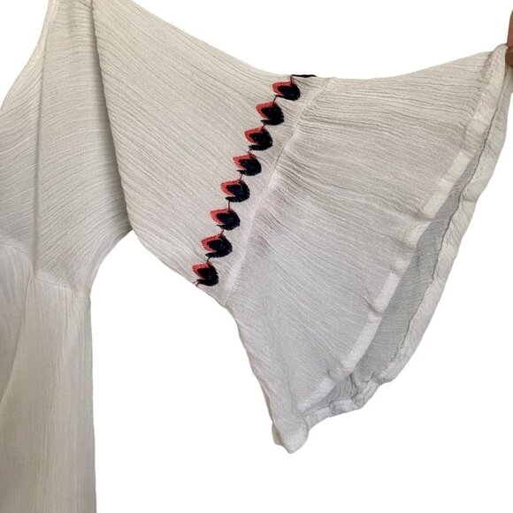 Exist Boho Cold Shoulder Embroidered Top Women's XL - Picture 8 of 12